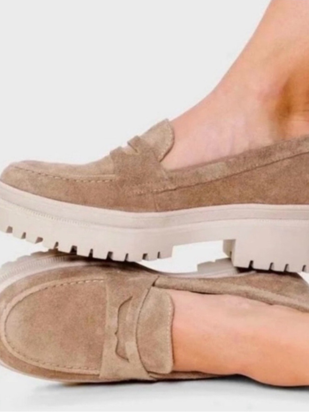 Patina Chunky Suede Penny Loafers